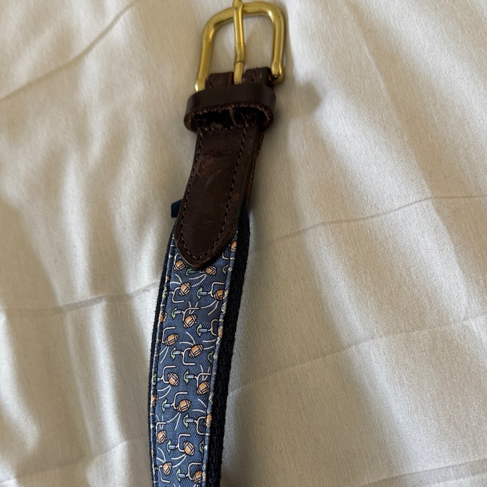 Brown and Blue football Patterned vineyard vines boys belt